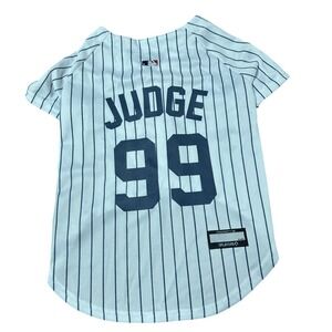 MLB Players "Judge" Large Dog Replica Baseball Jersey White Pinstripe